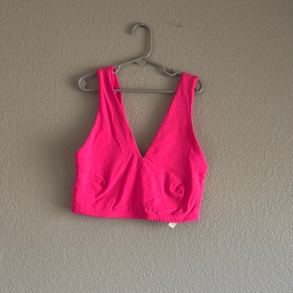 Free People Vibrant Pink V-Neck Crop Top
